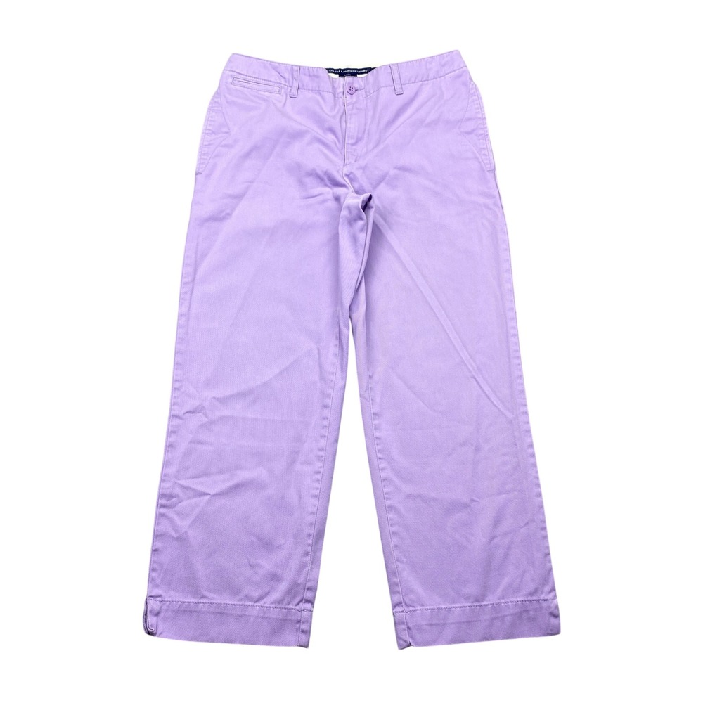 Ralph Lauren Sport Women Lavender Purple Cotton Cropped Chino Pant Sz 4 Fits 28"